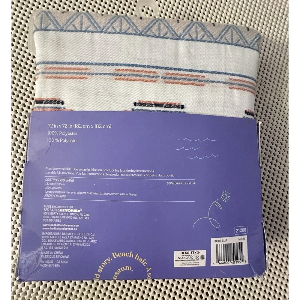 NEW Wild Sage Fabric Shower Curtain 72 X 72 Teal Blue Coral Boho Southwest Aztec